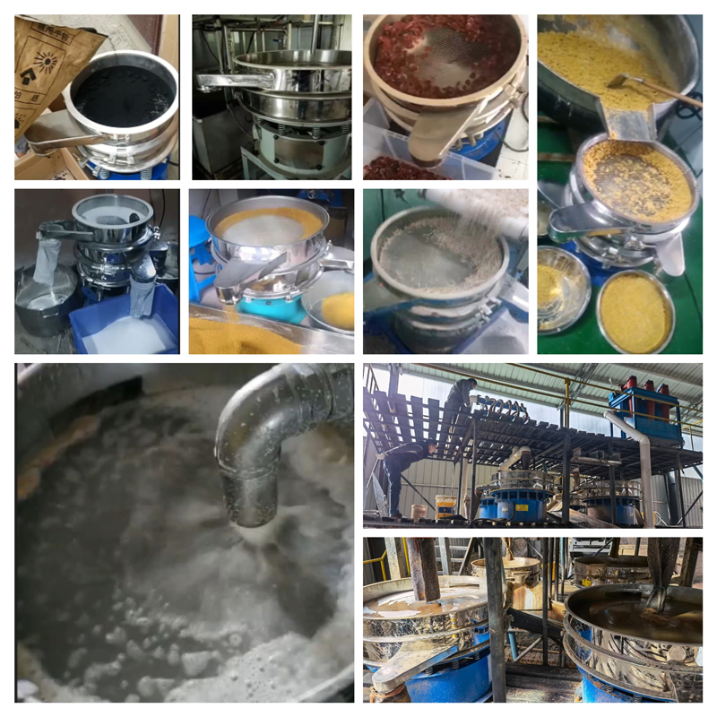 圓形振動(dòng)篩適用行業(yè)：食品，陶瓷，醫(yī)藥，冶金，化工等行業(yè)。
