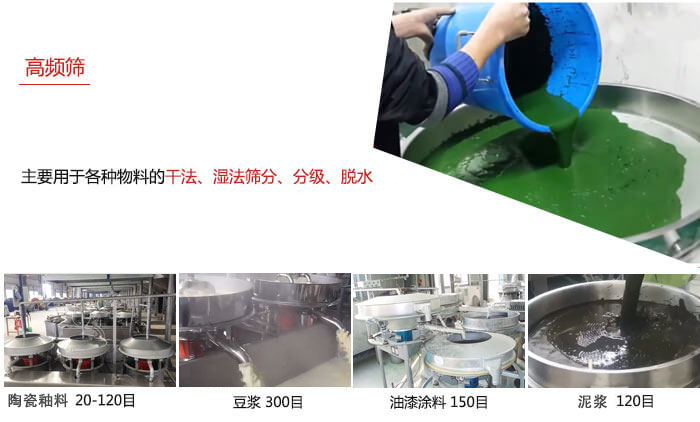 用于各種物料的干法，濕法，分級(jí)，脫水等功能